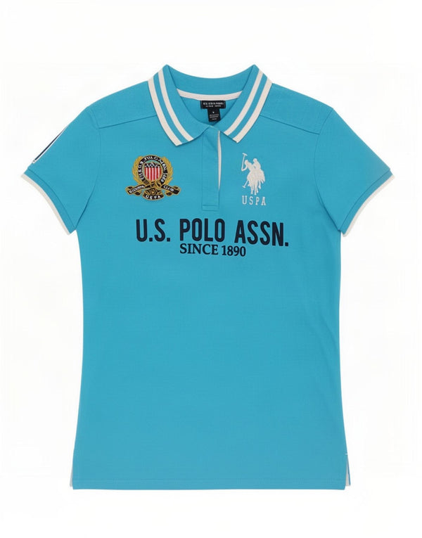 Asociación de Polo de EE. UU. Camisa estampada para mujer UK 44 Algodón azul grande