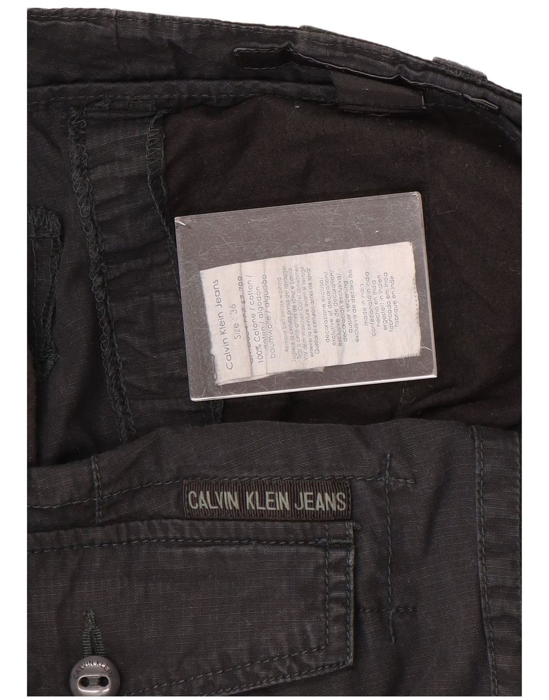 CALVIN KLEIN Shorts cargo para hombre W36 Grande Algodón negro