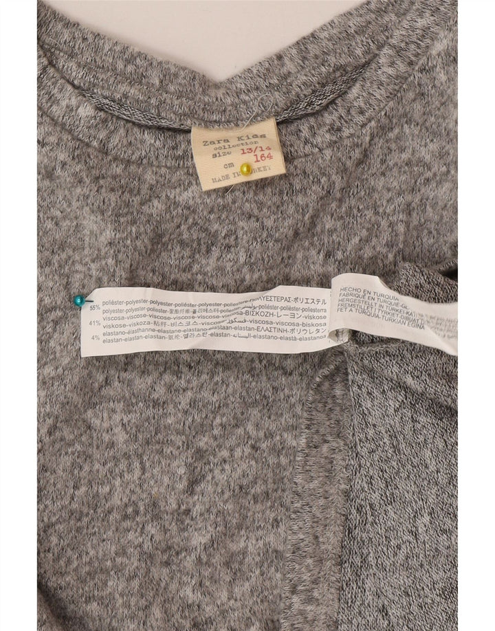 Zara Top Niña Manga Larga 13-14 Años Poliéster Moteado Gris