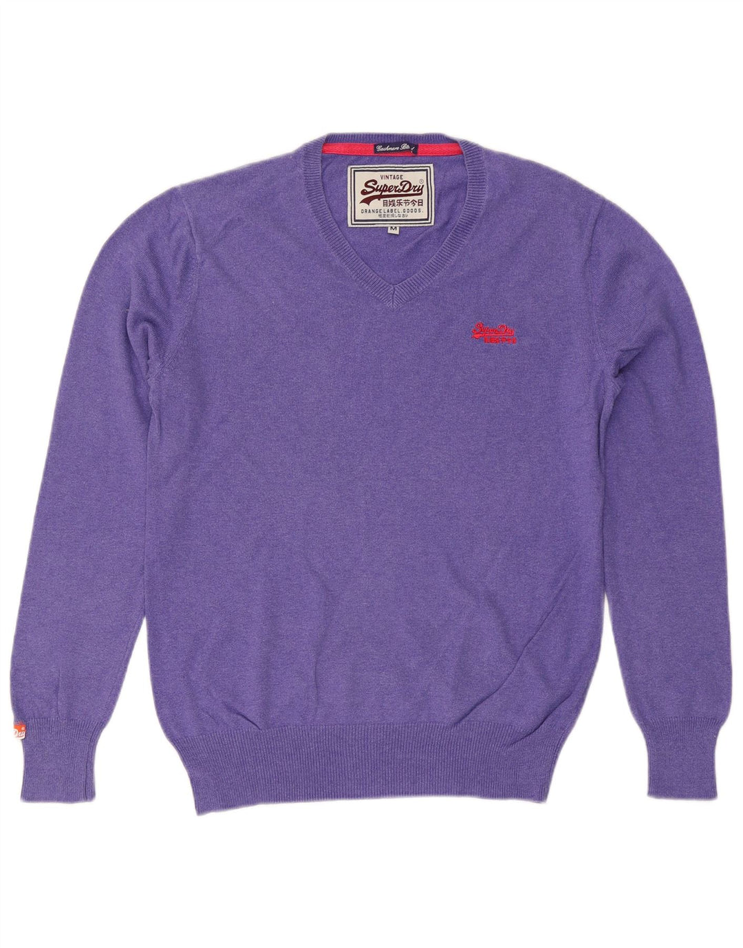 SUPERDRY Suéter tipo jersey con cuello en V para mujer UK 44 Algodón morado mediano