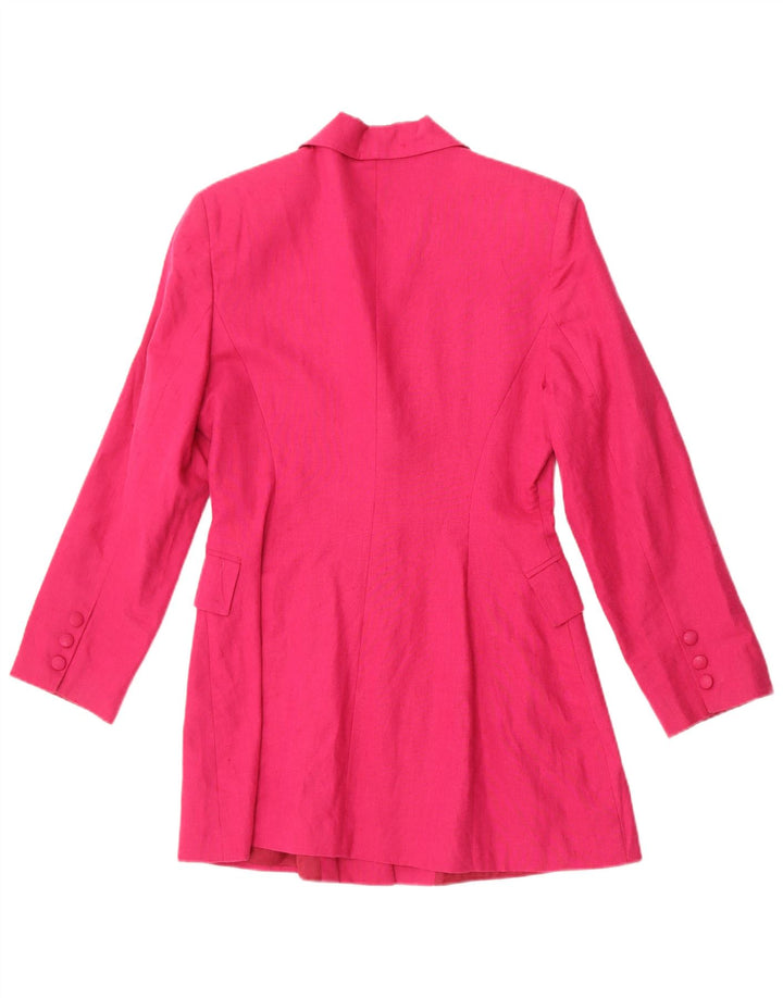 POP 84 Traje de 2 piezas con 3 botones para mujer pequeño W24 L26 lino rosa