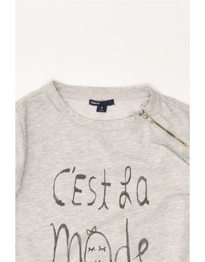 GAP Girls Graphic Sweatshirt Jumper 7-8 Years Medium  Grey Cotton | Vintage Gap | Thrift | Second-Hand Gap | Used Clothing | Messina Hembry 