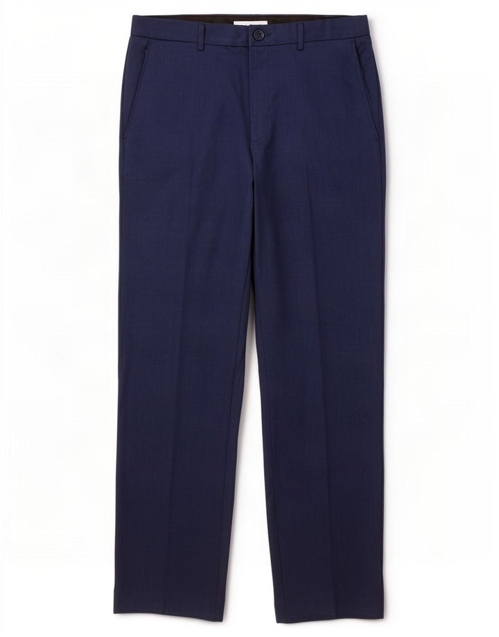 Marks & Spencer Pantalón de traje recto para hombre W32 L31 Poliéster azul marino