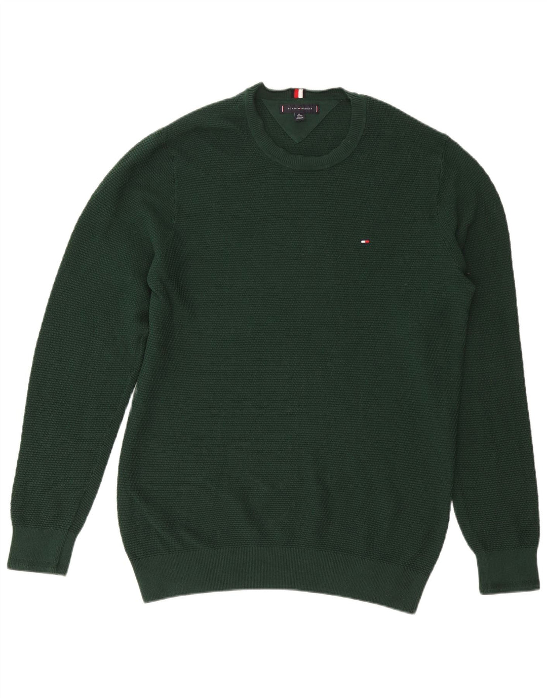 TOMMY HILFIGER Jersey de cuello redondo para hombre XL Algodón verde