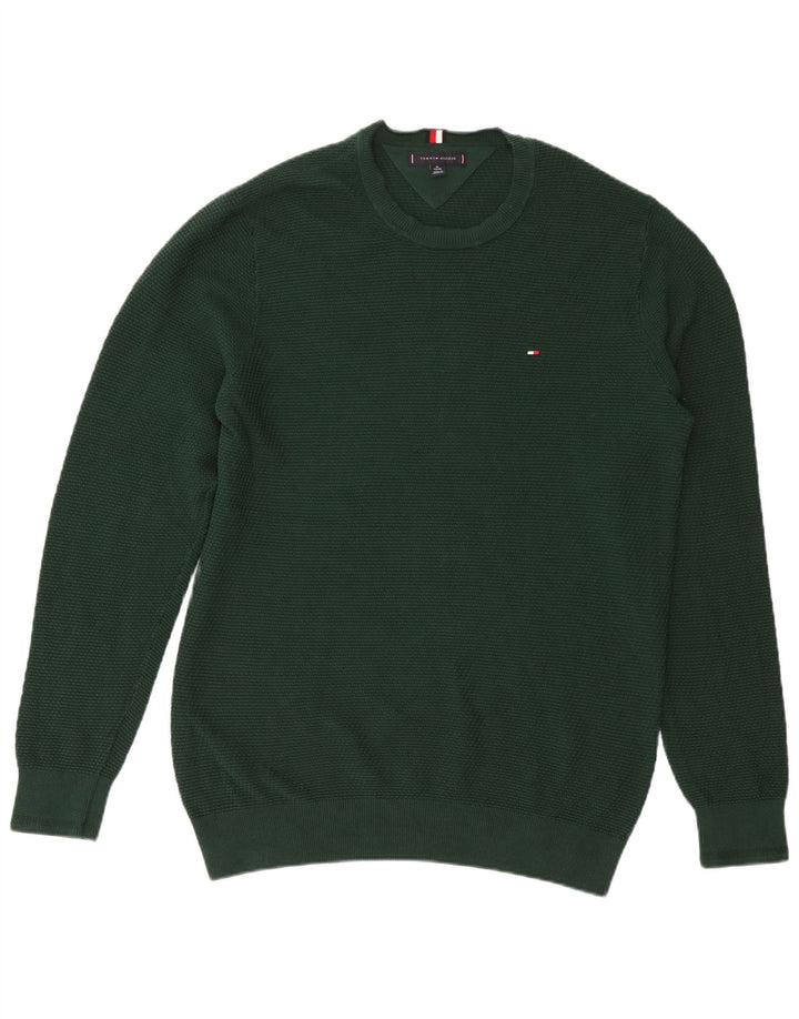 TOMMY HILFIGER Jersey de cuello redondo para hombre XL Algodón verde