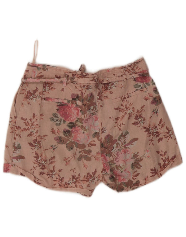 Oasis Pantalones cortos chinos para mujer UK 8 Small W27 Lino floral rosa