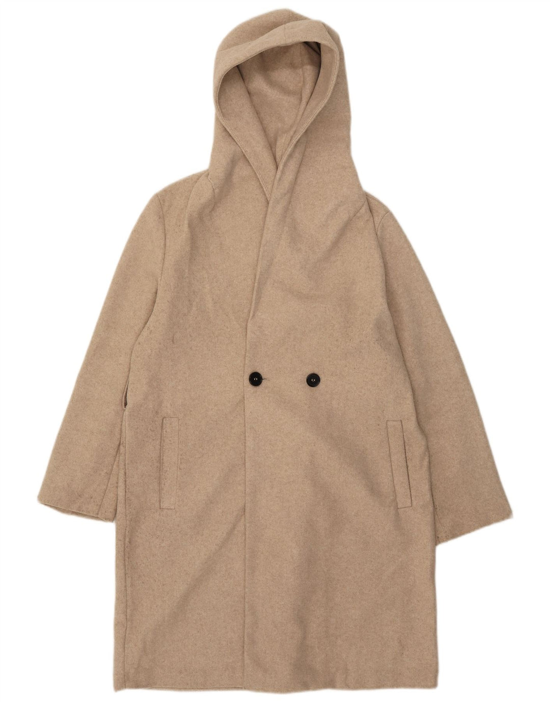 Zara Mujer Abrigo Con Capucha UK 44 Poliéster Beige Medio