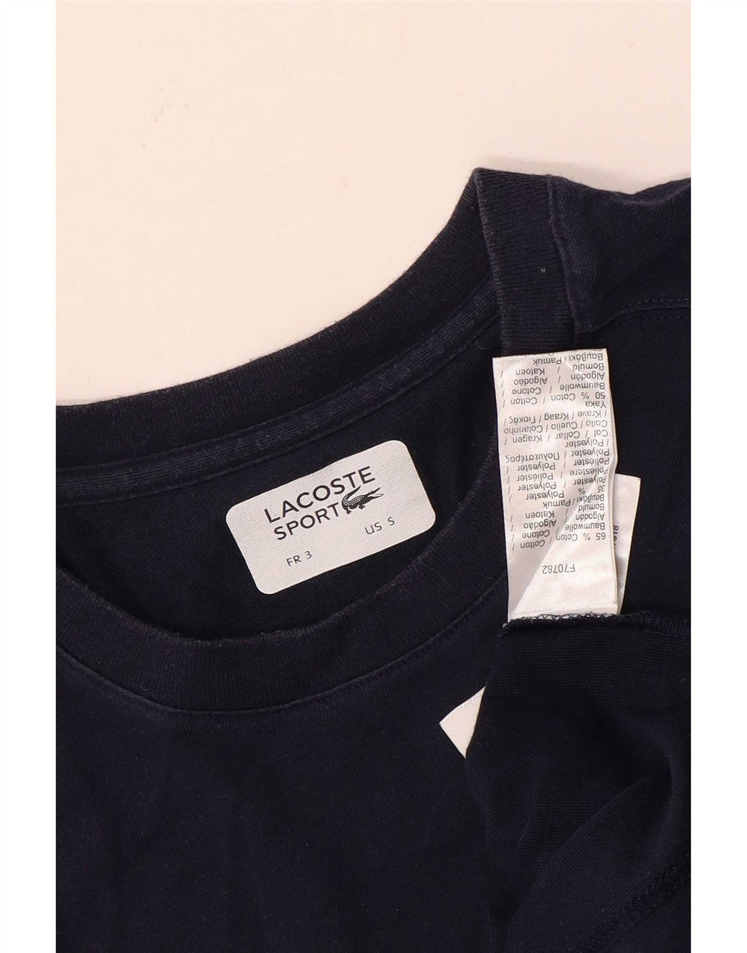 Lacoste Camiseta para hombre talla 3 pequeña algodón azul marino