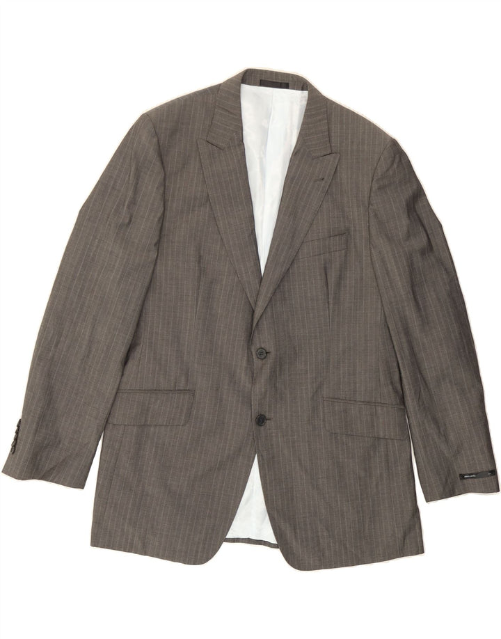 VINTAGE Mens 2 Button Blazer Jacket UK 40 Large Grey Striped Wool Vintage Vintage and Second-Hand Vintage from Messina Hembry 