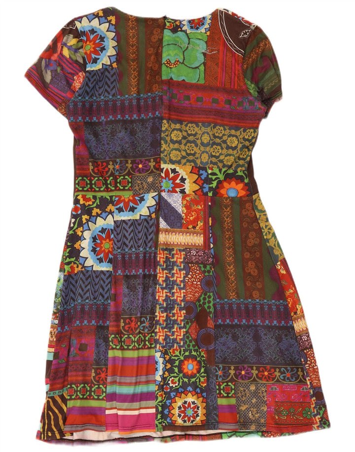 Desigual Vestido acampanado gráfico para mujer Reino Unido 44 Grande Patchwork multicolor
