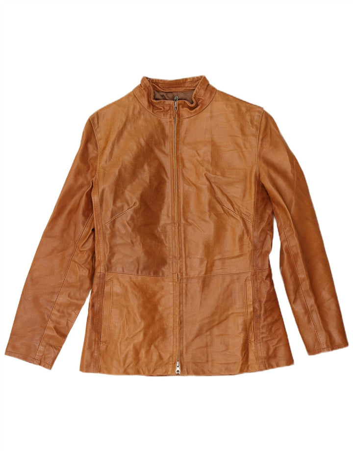 Bayside Chaqueta de cuero para mujer UK 10 Small Cuero marrón