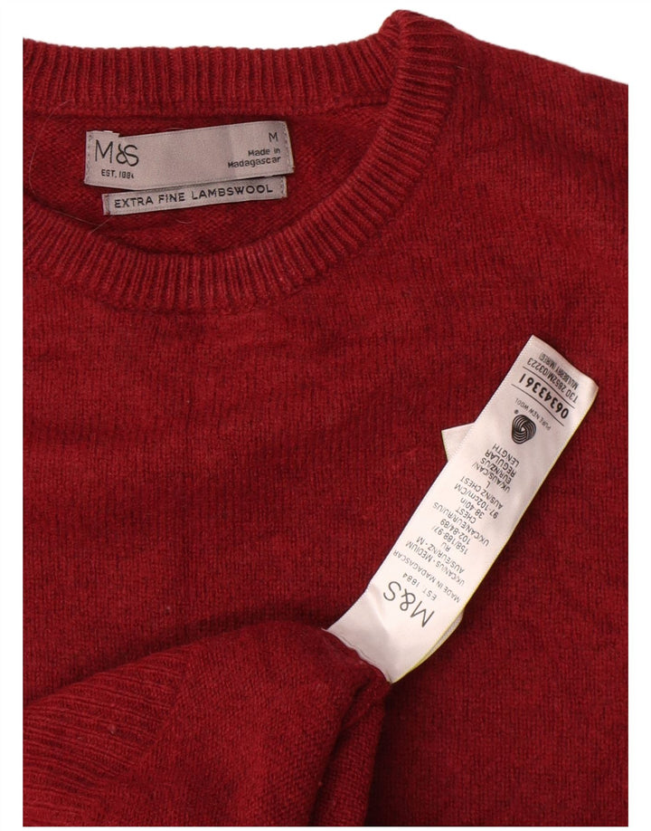 Marks & Spencer Jersey de cuello redondo para hombre de lana roja mediana