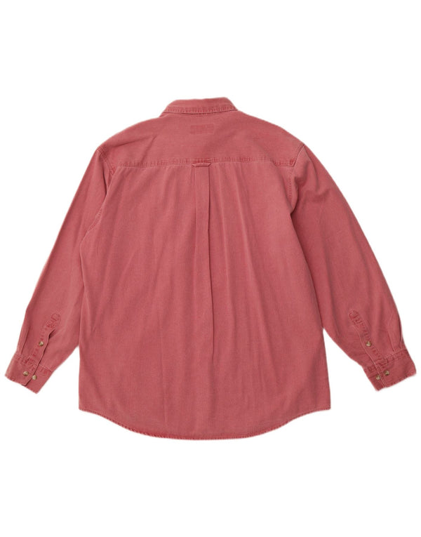 CATAMARAN Camisa de pana para hombre de algodón rosa grande