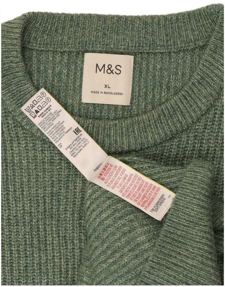 Marks & Spencer Jersey de cuello redondo para hombre XL Poliamida verde