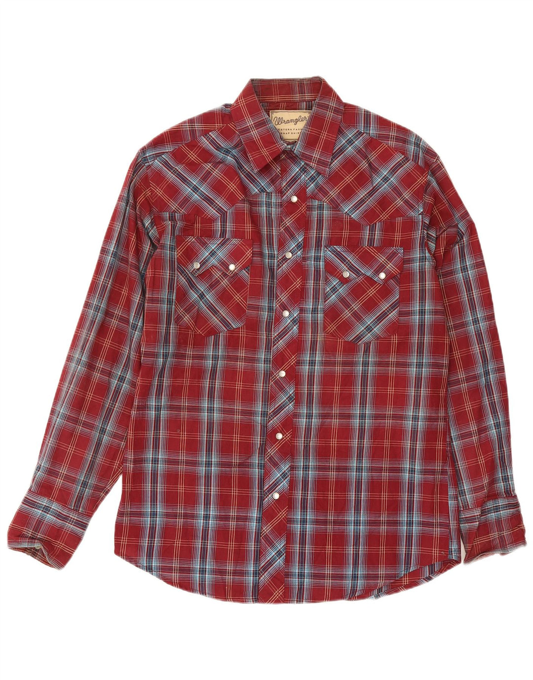 Wrangler Camisa estilo western para hombre con cuadros burdeos medianos