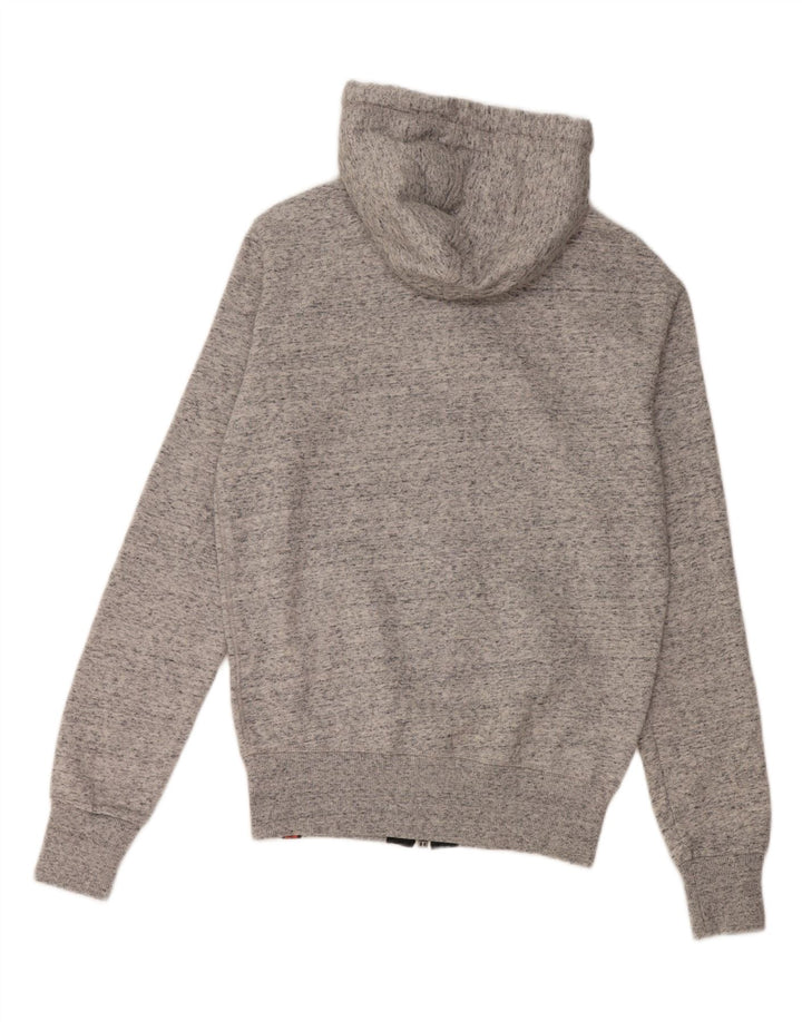 SUPERDRY Suéter con capucha y cremallera de ajuste holgado para hombre XS Algodón moteado gris