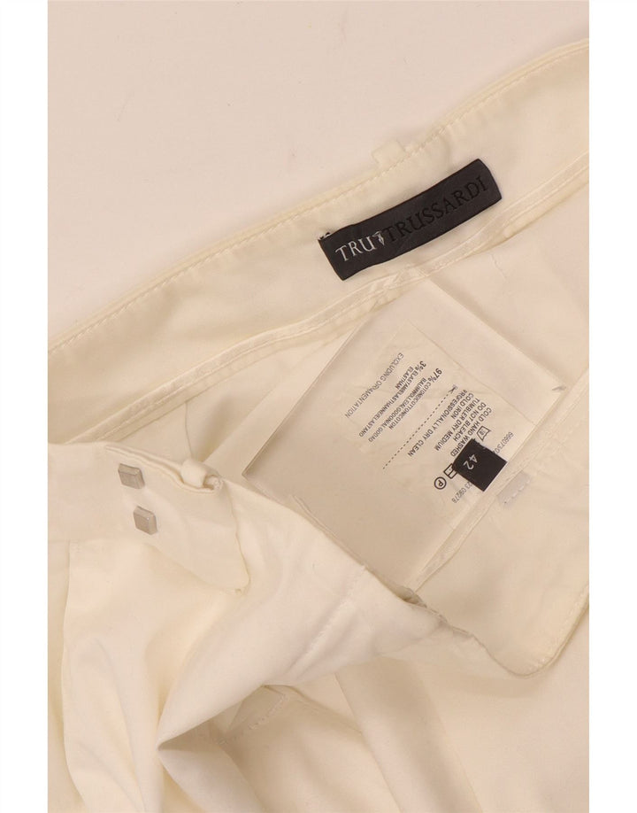 TRUSSARDI Pantalón chino recto para mujer IT 42 Medium W28 L28 Algodón blanco