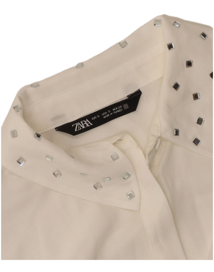 Zara Mujer Camisa Holgada UK 40 Small Off White Modern