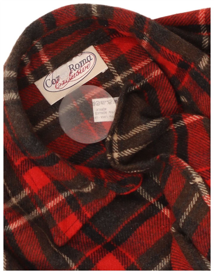 Camisa de franela vintage para hombre lana de cuadros rojos grandes
