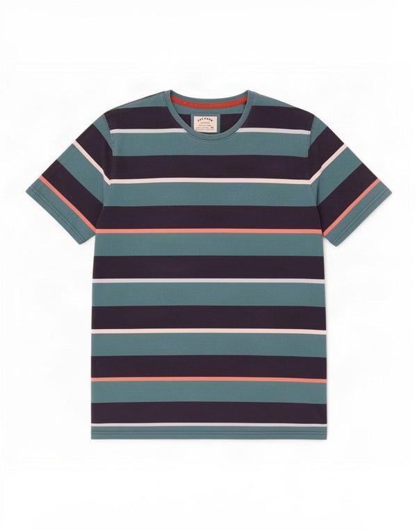 Camiseta para hombre Fat Face Top 2XL Algodón a rayas azules