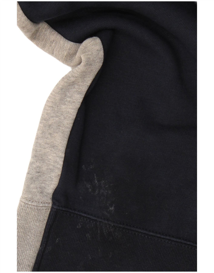 Champion Sudadera con capucha y cremallera gráfica para hombre, talla grande, algodón azul marino con bloques de color