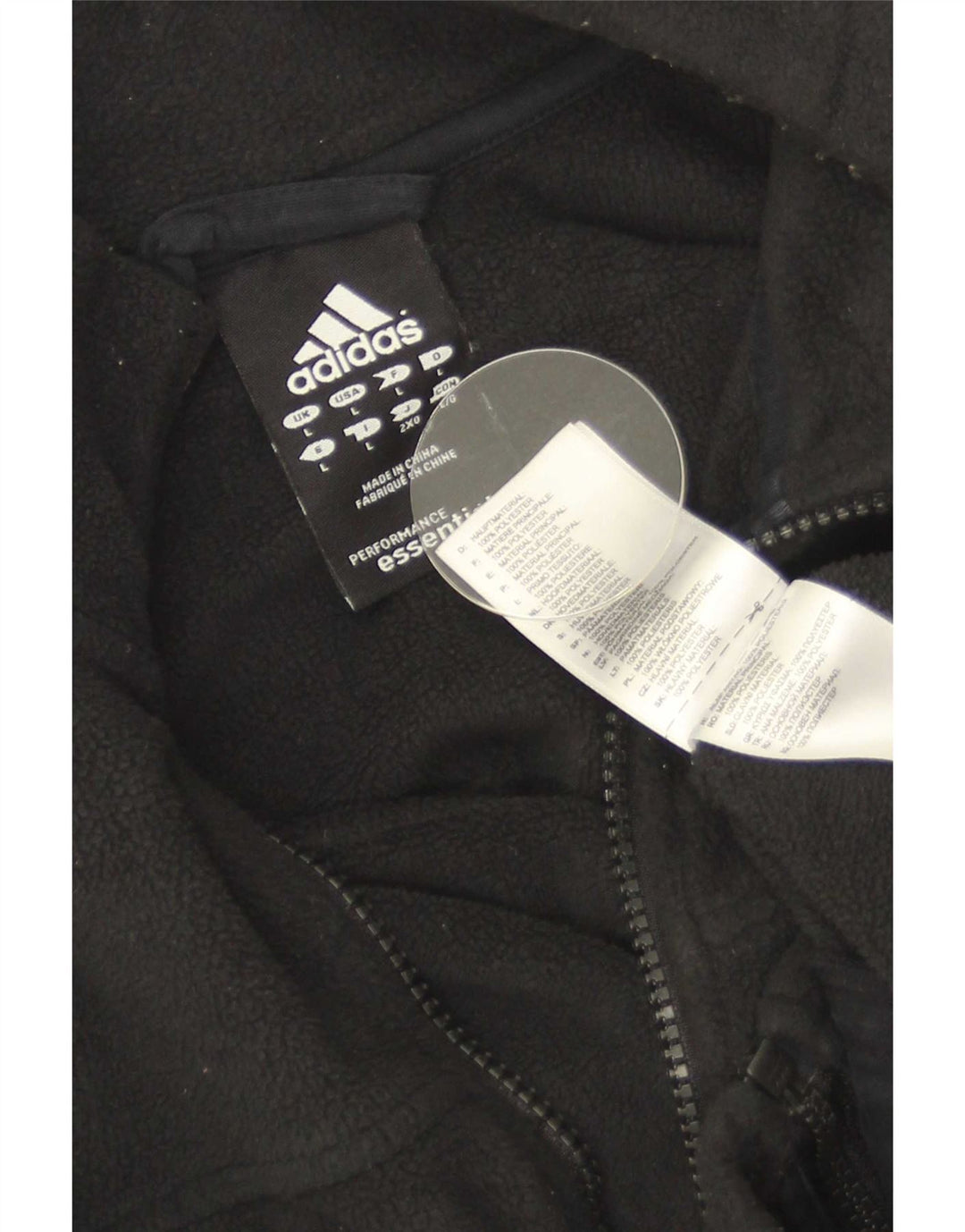 Adidas - Chaqueta polar para hombre, talla 40, poliéster negro grande
