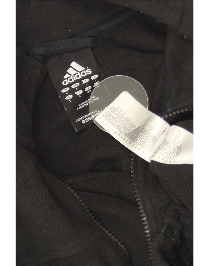 Adidas - Chaqueta polar para hombre, talla 40, poliéster negro grande