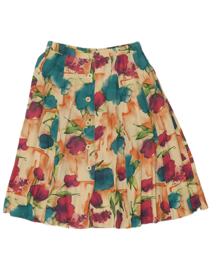 VINTAGE Mujer A-Line Falda W32 Grande Multicolor Floral