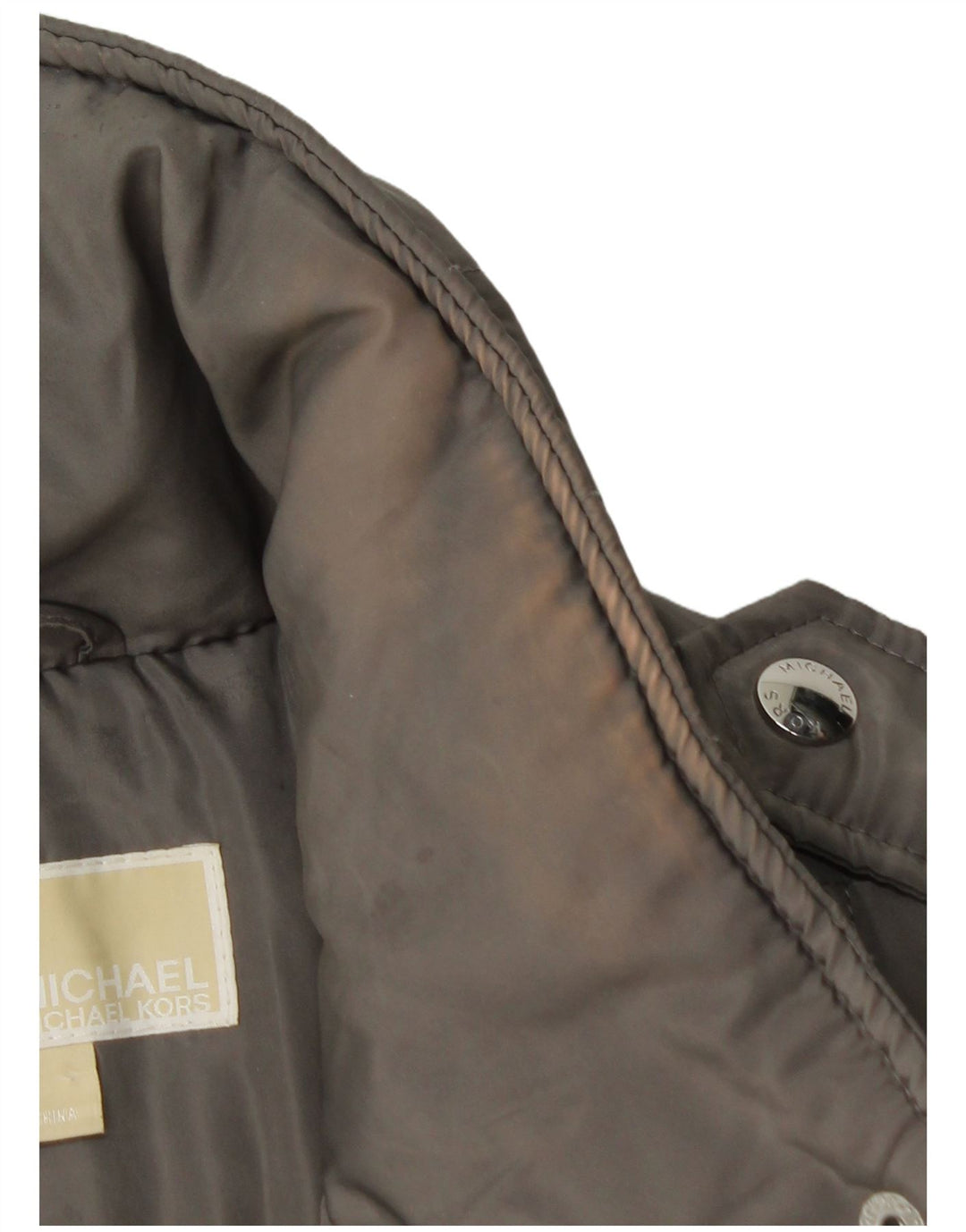 MICHAEL KORS Chaqueta acolchada militar con capucha para mujer UK 40 Gris medio