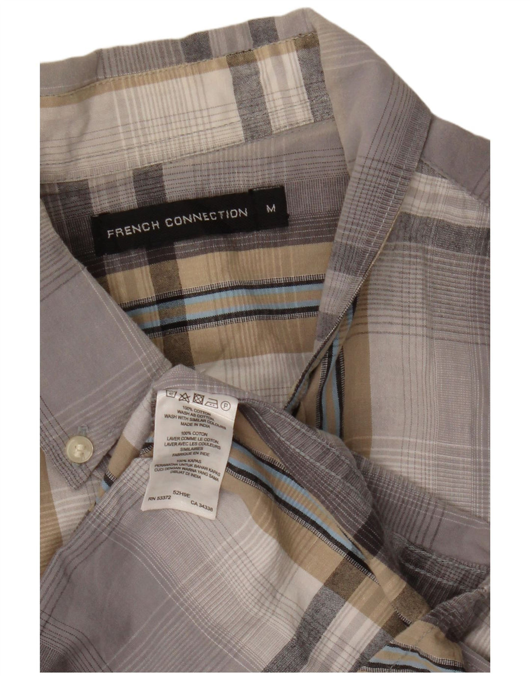 Camisa de hombre French Connection de algodón a cuadros gris medio