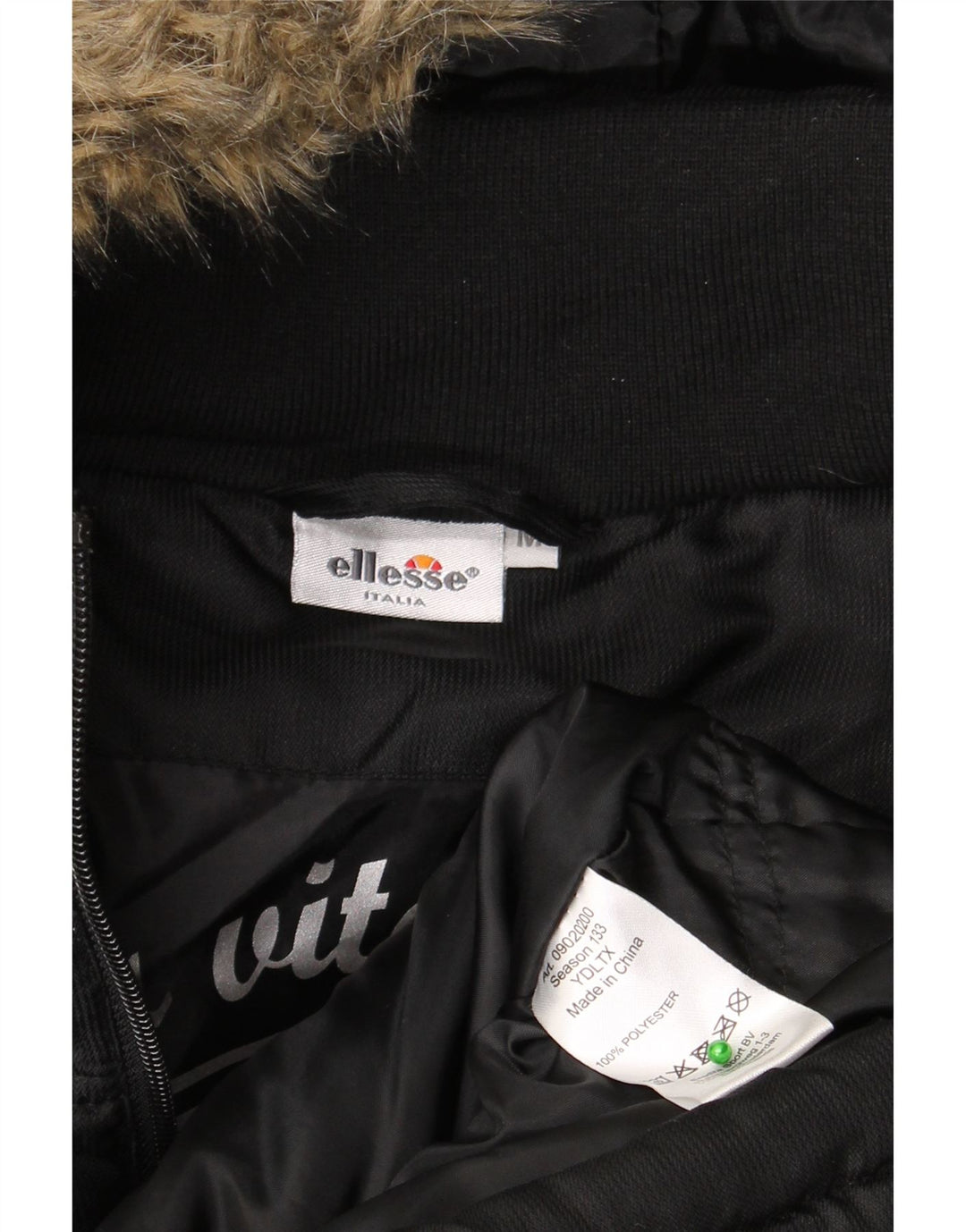 Ellesse Chaqueta acolchada con capucha para hombre UK 38 Medium Negro Poliéster