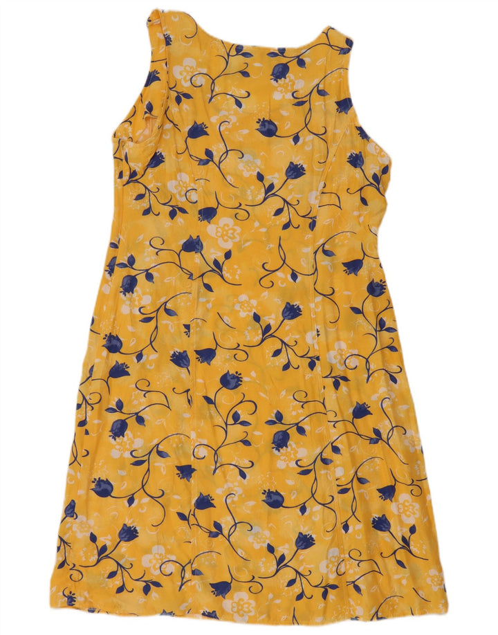 Vintage mujer sin mangas vestido básico EU 40 medio amarillo floral