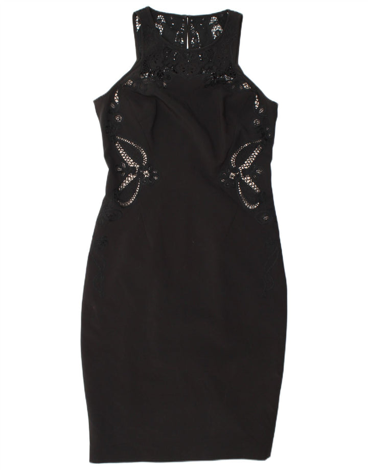 KAREN MILLEN Vestido ajustado sin mangas para mujer UK 42 Poliéster negro mediano