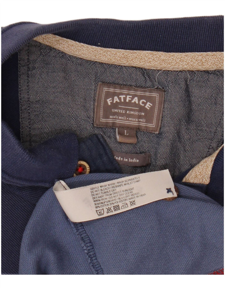 Polo de hombre Fat Face de algodón a rayas azules grandes