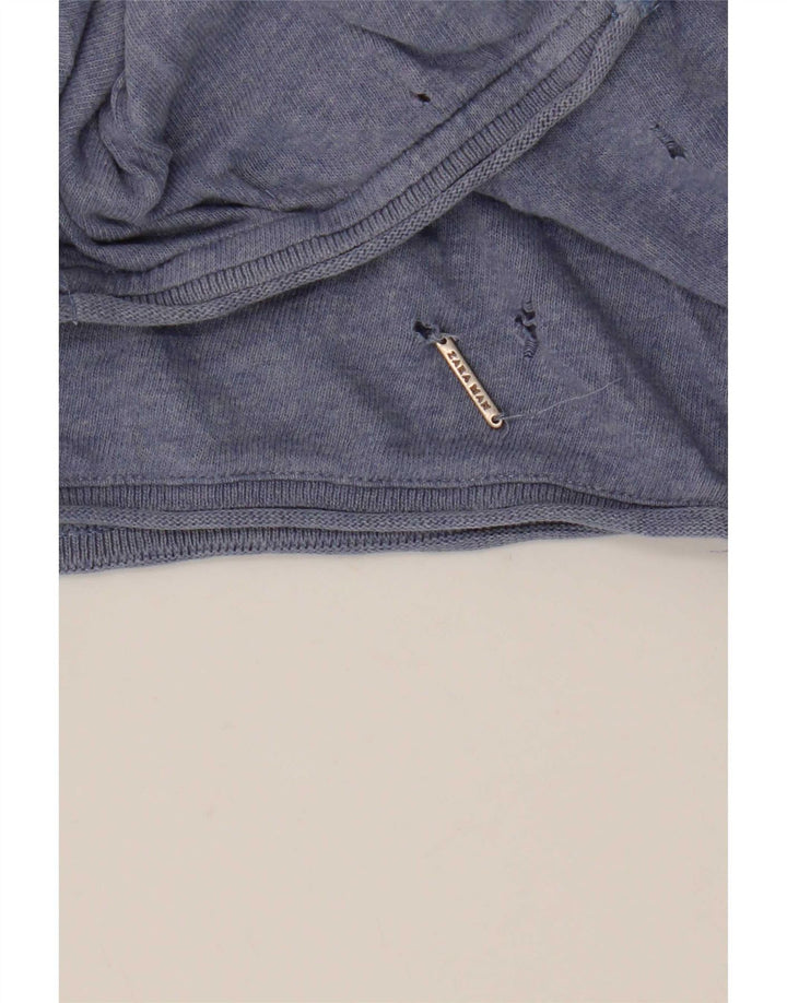 Zara Mujer Top Manga Larga UK 44 Azul Medio