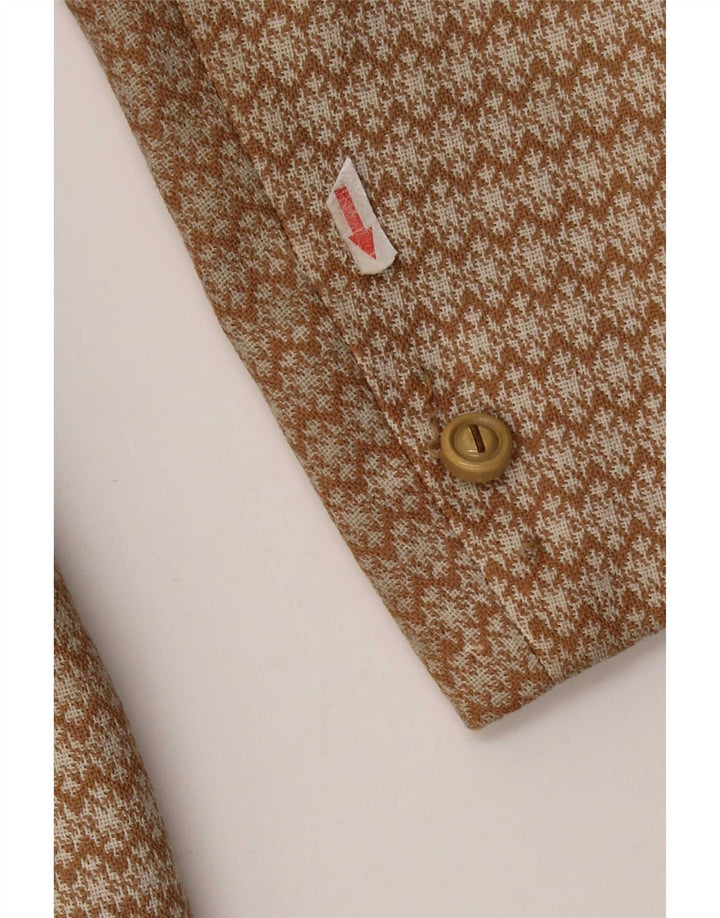 Vintage mujer abrigo Reino Unido 10 pequeño beige geométrico