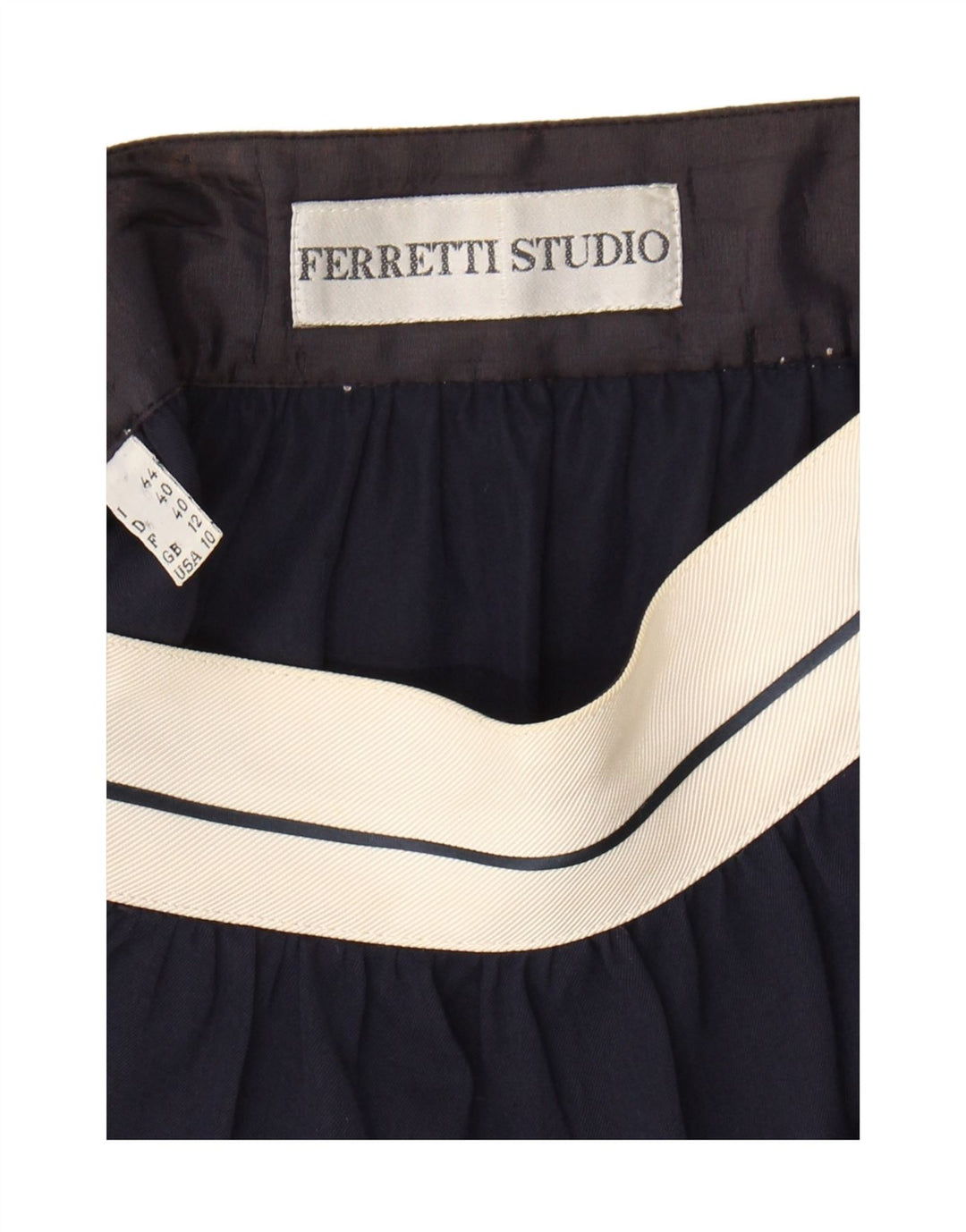 Ferretti Studio Falda recta para mujer UK 12 Medium W26 Rayón azul marino