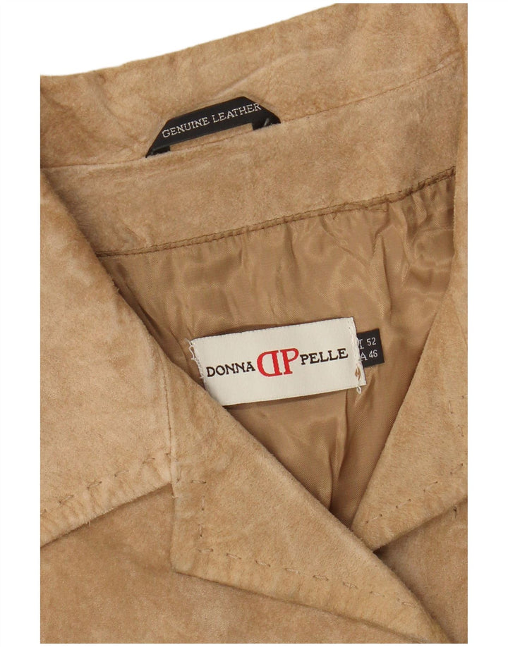 Donna Pelle Chaqueta de ante para mujer IT 52 2XL Cuero beige