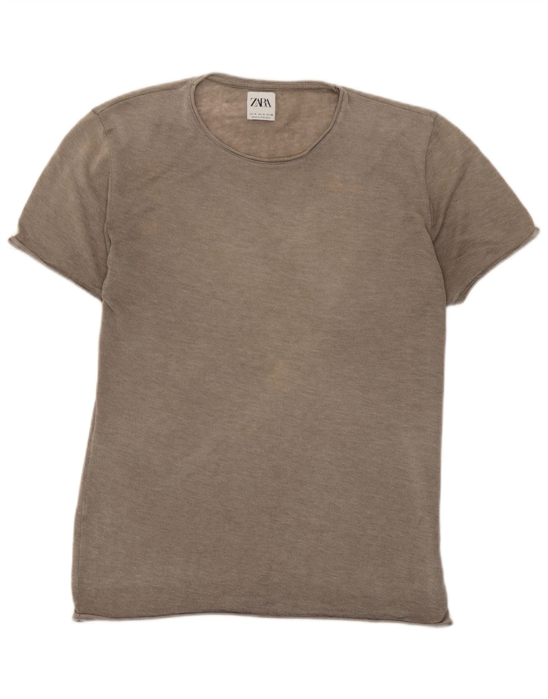 Zara Mujer Camiseta Top UK 10 Small Marrón