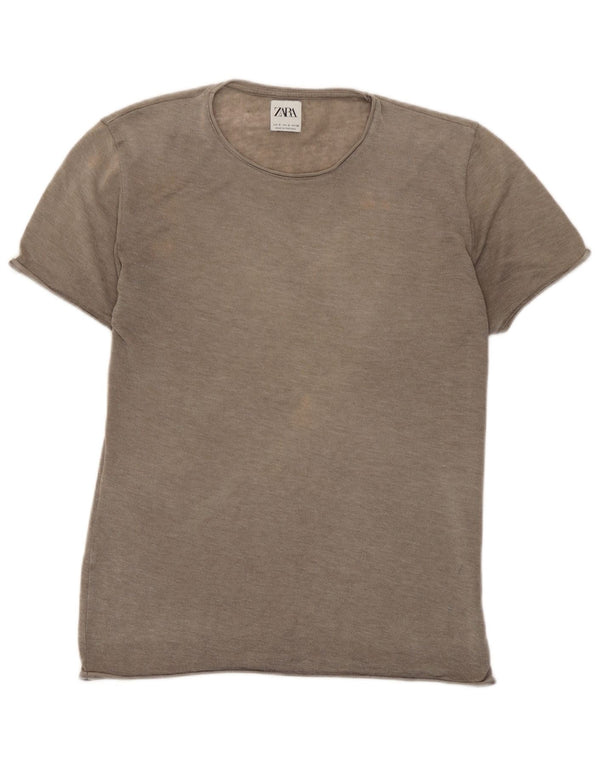 Zara Mujer Camiseta Top UK 10 Small Marrón