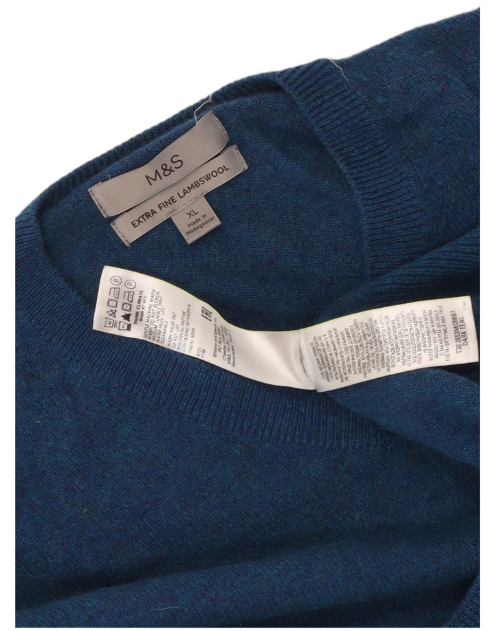 Marks & Spencer Jersey con Cuello en V para Mujer UK 40 XL Lana Azul