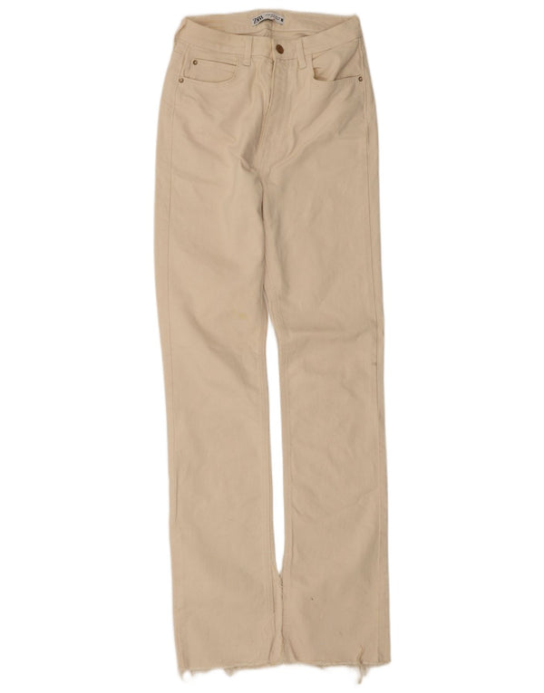 Zara Jeans rectos para mujer EU 38 Small W28 L33 Algodón blanco roto