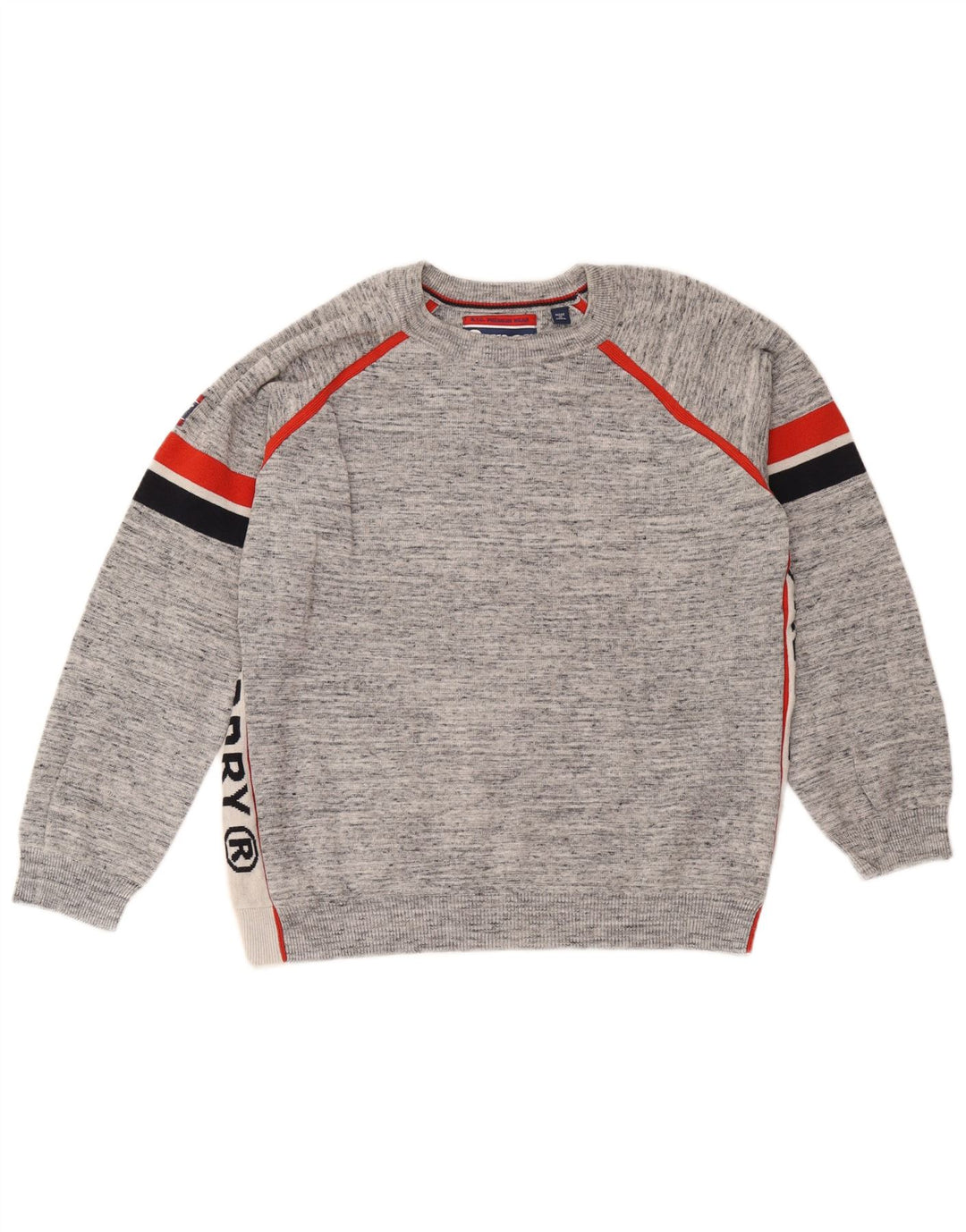 Superdry Jersey con cuello redondo y gráfico para hombre, color gris grande