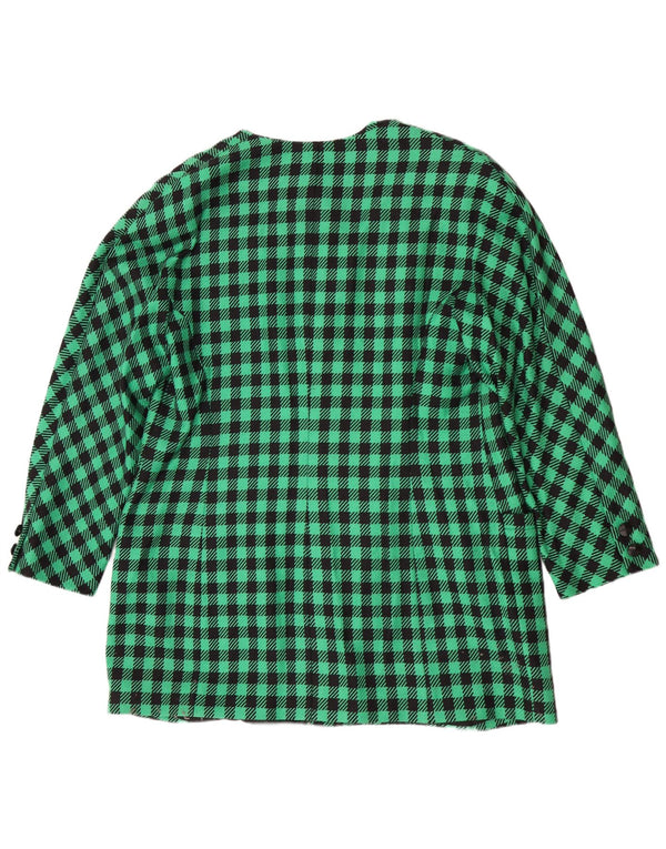 Louis Feraud Abrigo para mujer UK 18 XL Lana nueva a cuadros verde