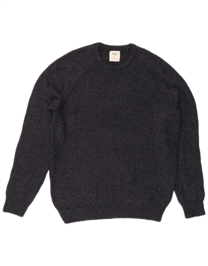 Marks & Spencer Jersey de cuello redondo para hombre, talla pequeña, poliamida azul marino