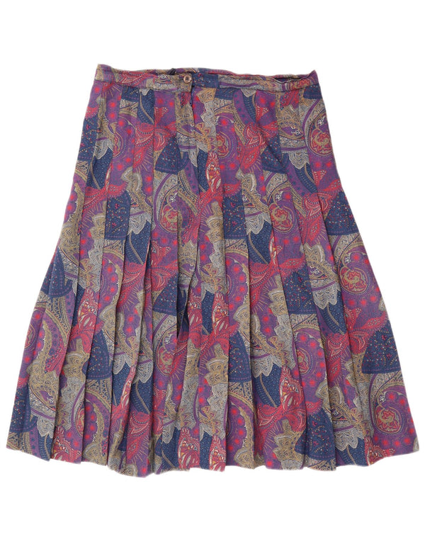 Falda plisada vintage para mujer W32 Paisley multicolor grande