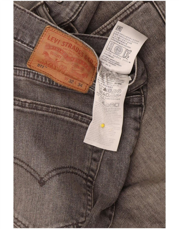 Levi's Hombre 511 Slim Jeans W32 L34 Algodón Gris