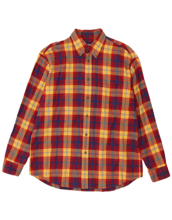 Camisa de franela para hombre Einhorn, talla 41/42, algodón a cuadros rojos grandes
