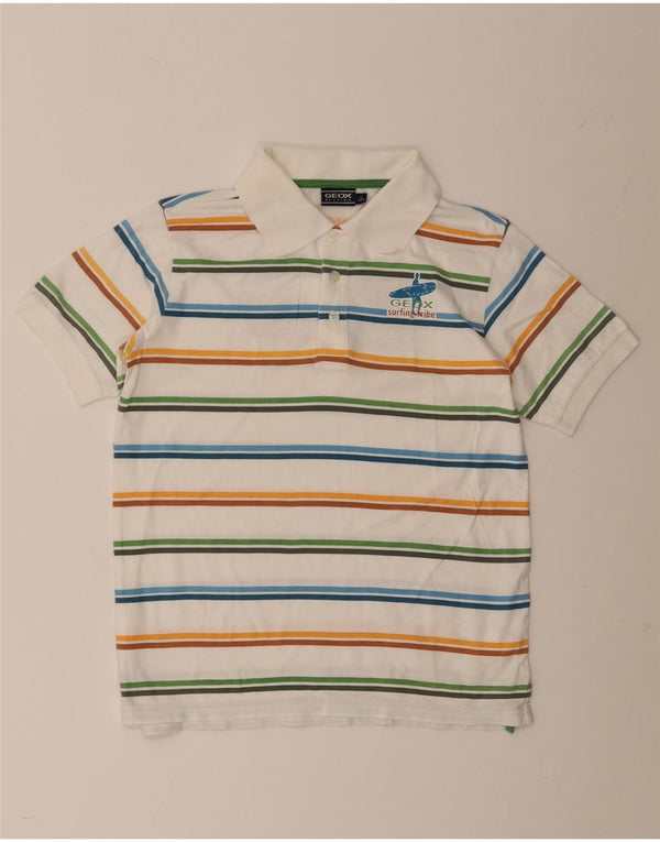 Geox Polo Respira Graphic para niño 11-12 años Algodón de Rayas Blanco