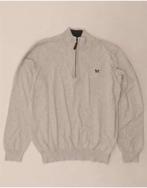 Crew Clothing - Jersey con cuello y cremallera para hombre, talla XL, algodón gris